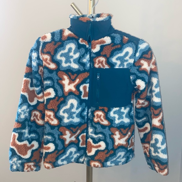 Art Class Orange and Steel Blue Sherpa Jacket with Pockets, NWT - Picture 1 of 8